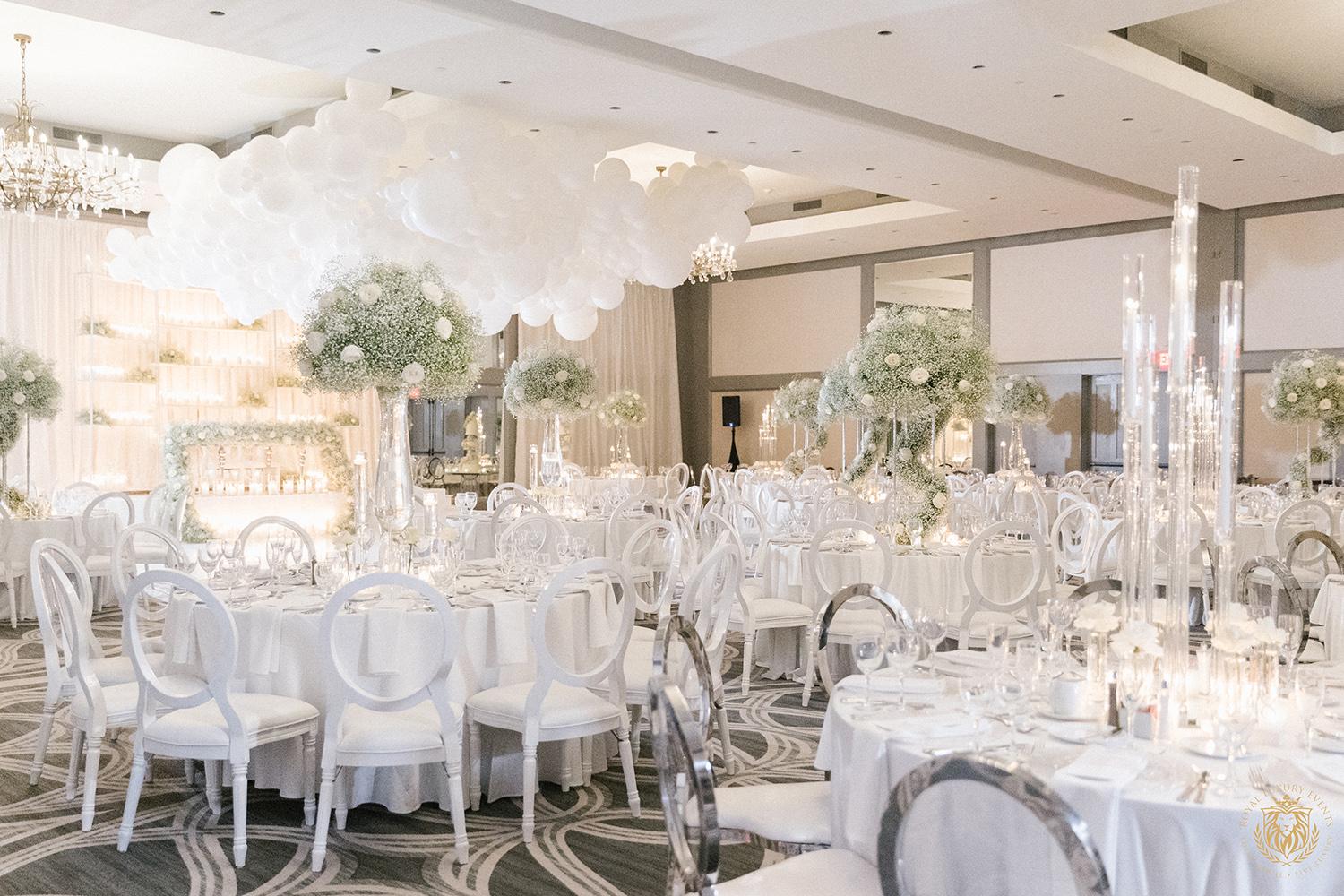 wedding reception decor houston - centerpieces - babys breath