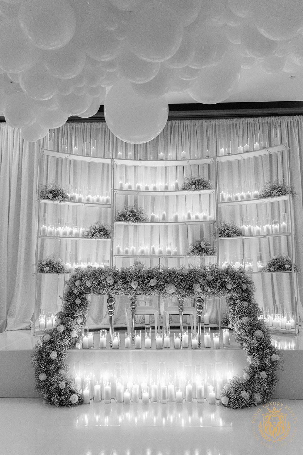 wedding reception decor houston - centerpieces - babys breath