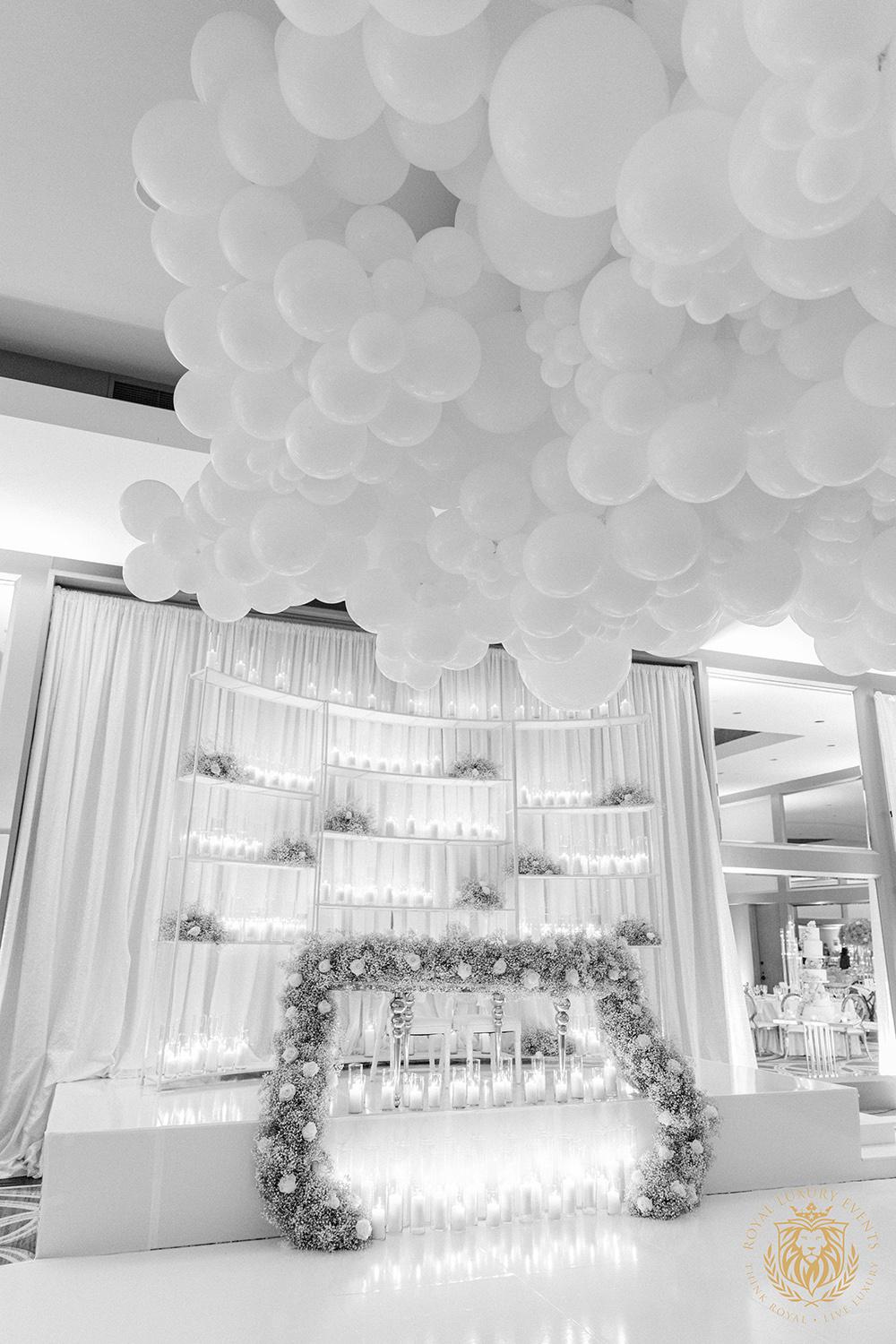 wedding reception decor houston - centerpieces - babys breath sweetheart table - candles
