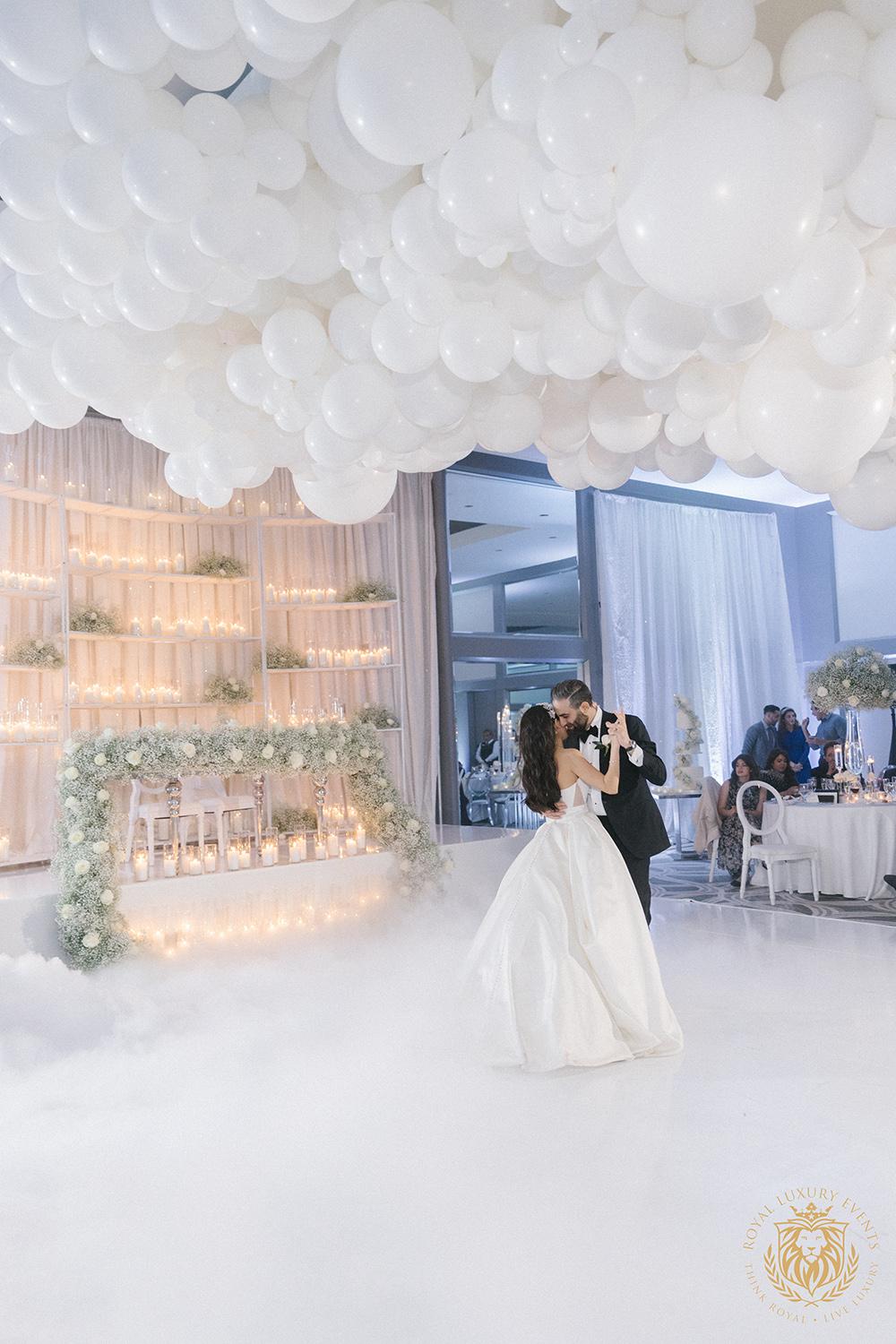 wedding reception decor houston - centerpieces - babys breath sweetheart table - candles