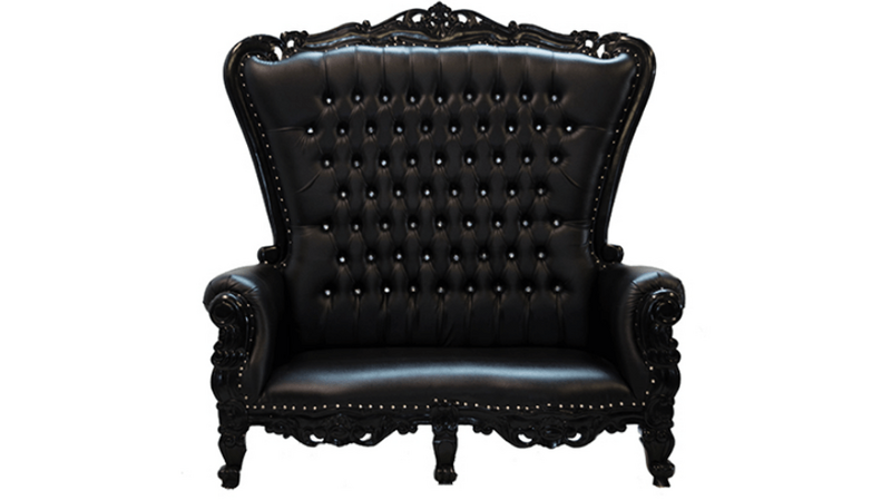 Black Throne Loveseat with Black Leather