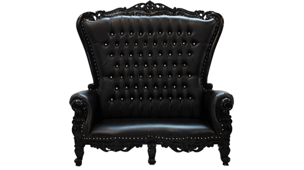 Black Throne Loveseat with Black Leather