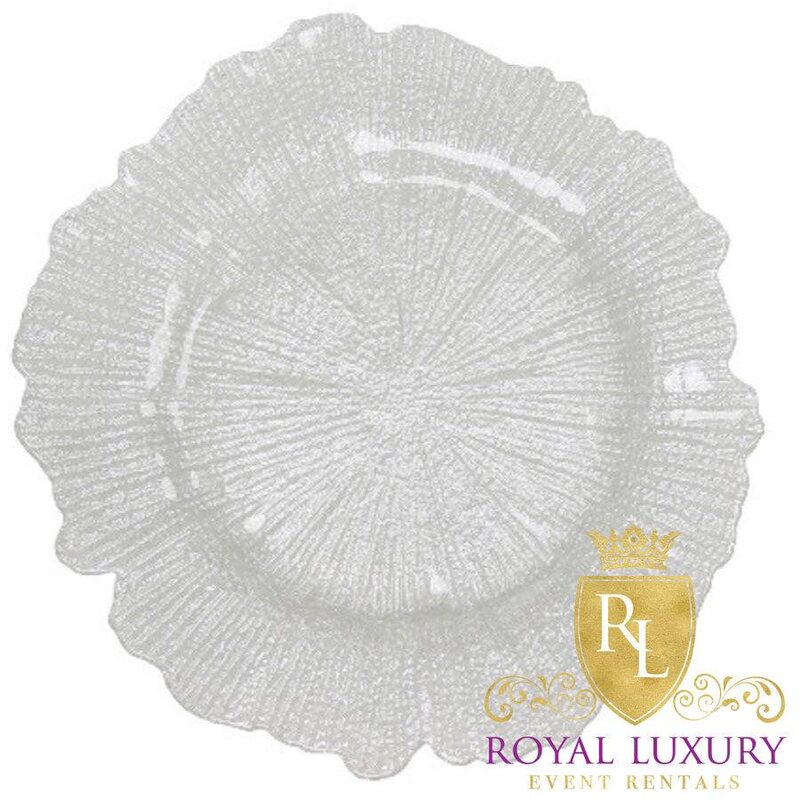 13-Inch Glass Charger Leaf Design - Pearl White, Gold, Blush, or Red