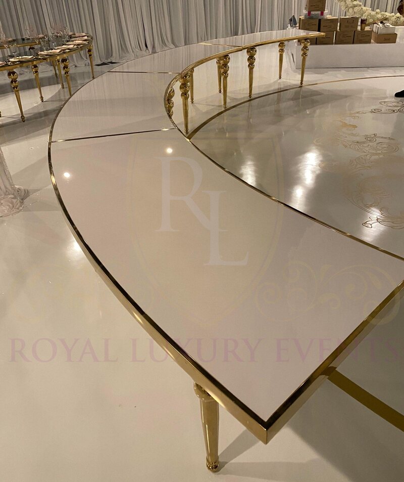 Curved Gold and White Table