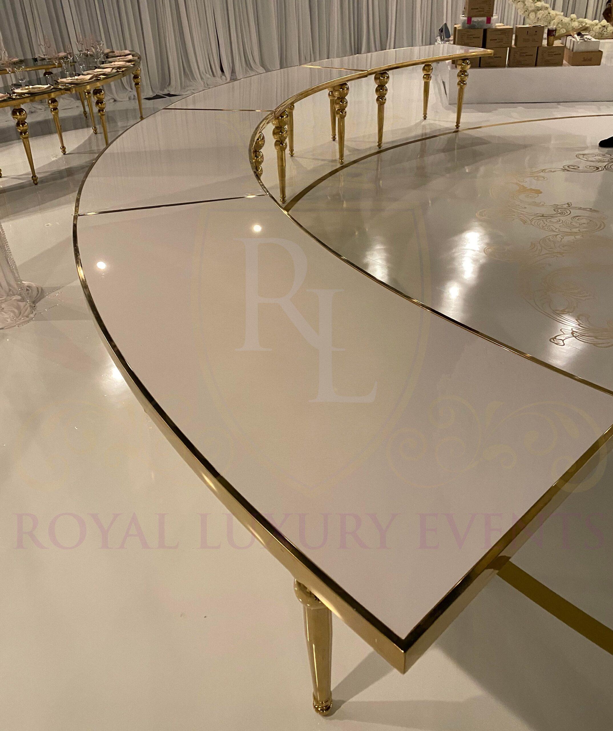 Curved Gold and White Table