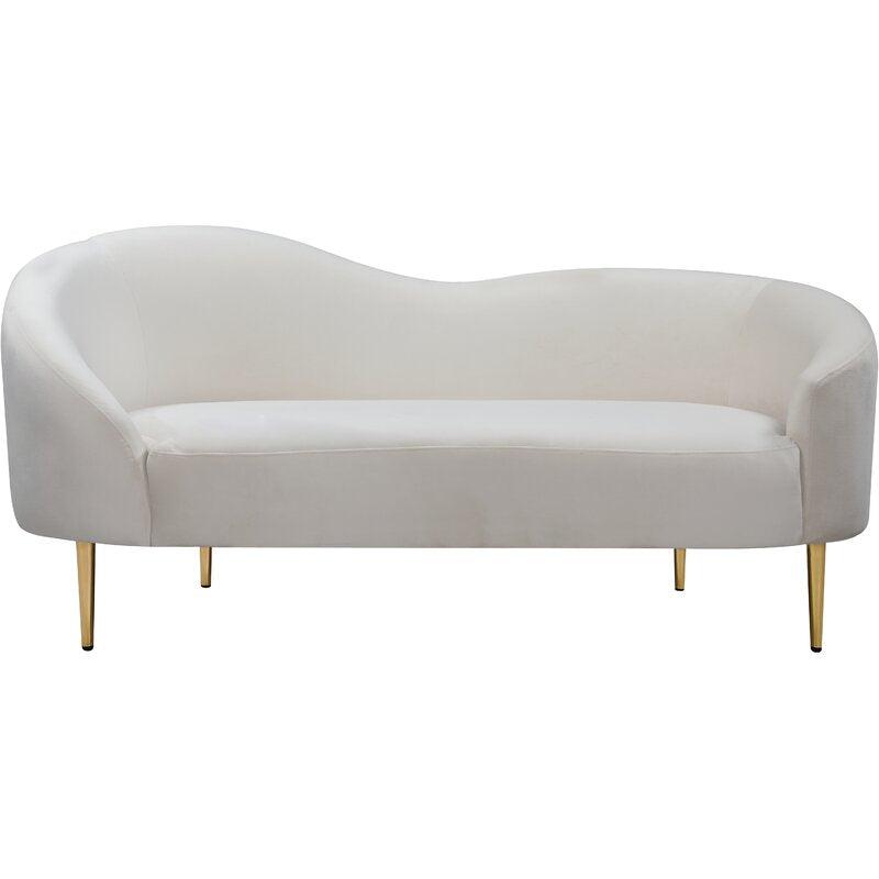 Curved Loveseat in White Cream Ivory, Blush Pink, or Navy Blue