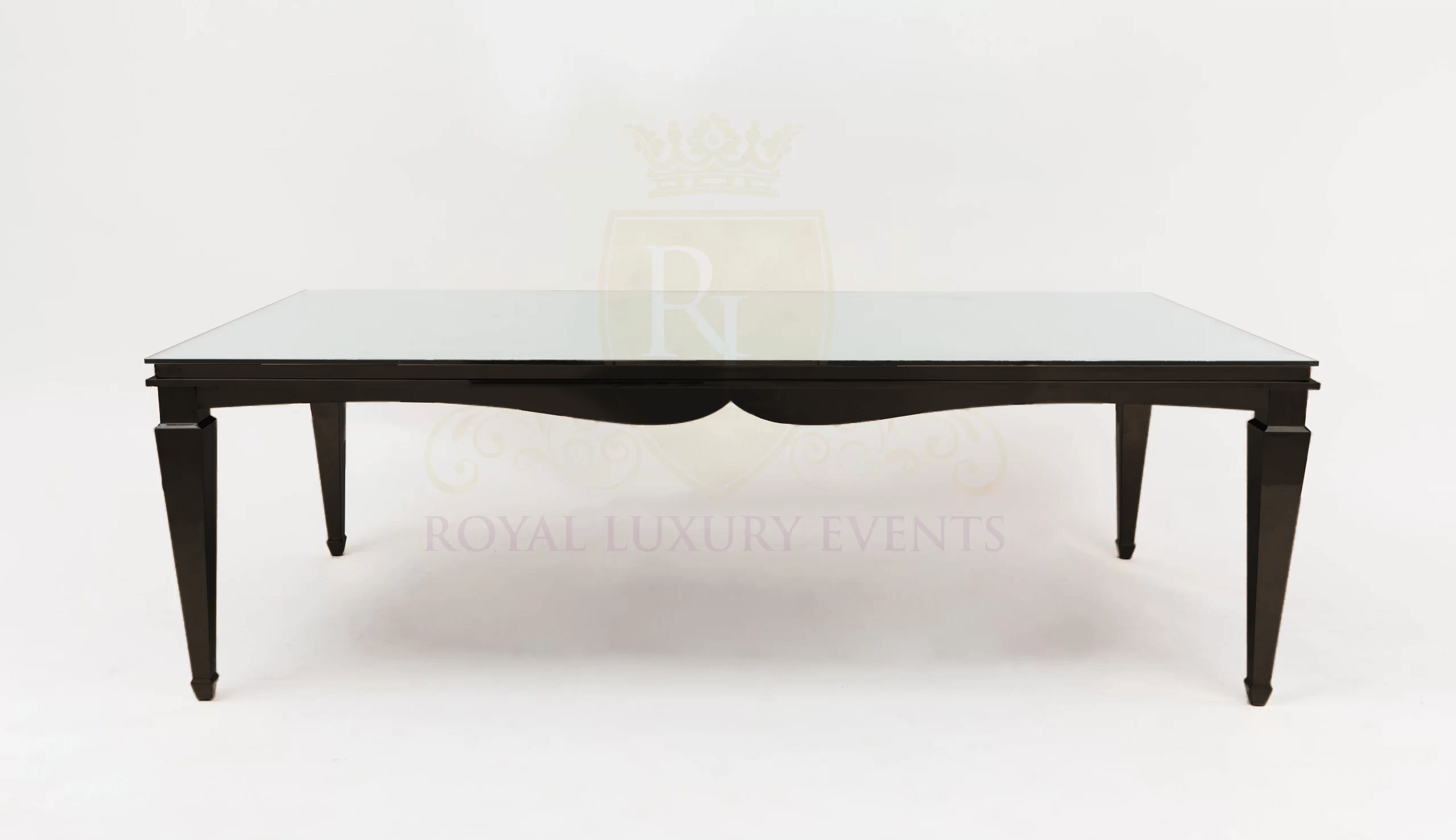 Black Rectangular Dining Table with Mirror Glass Top - 8 x 4 feet