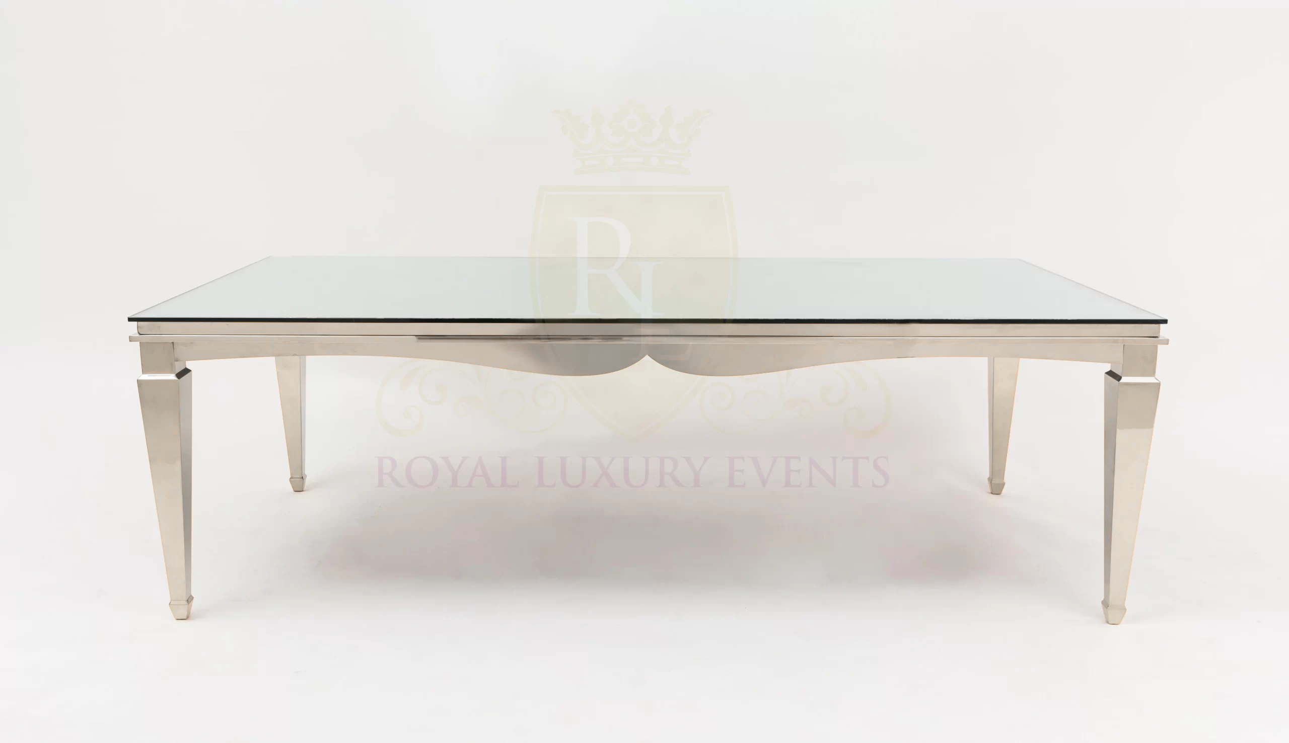 Black Rectangular Dining Table with Mirror Glass Top - 8 x 4 feet