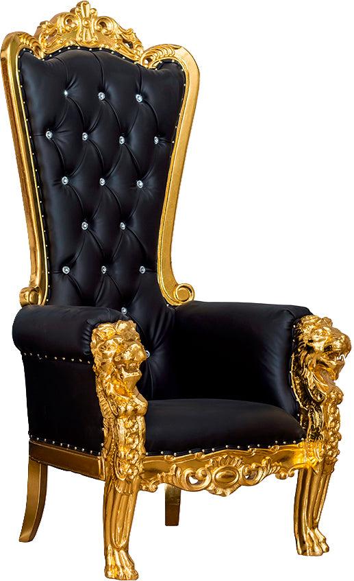 Black and Gold Throne Chair with Black Leather