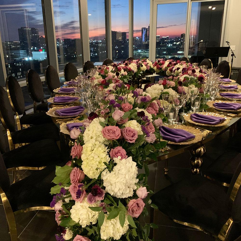 teardrop tables, river oaks, private dinner, party, corporate, chargers