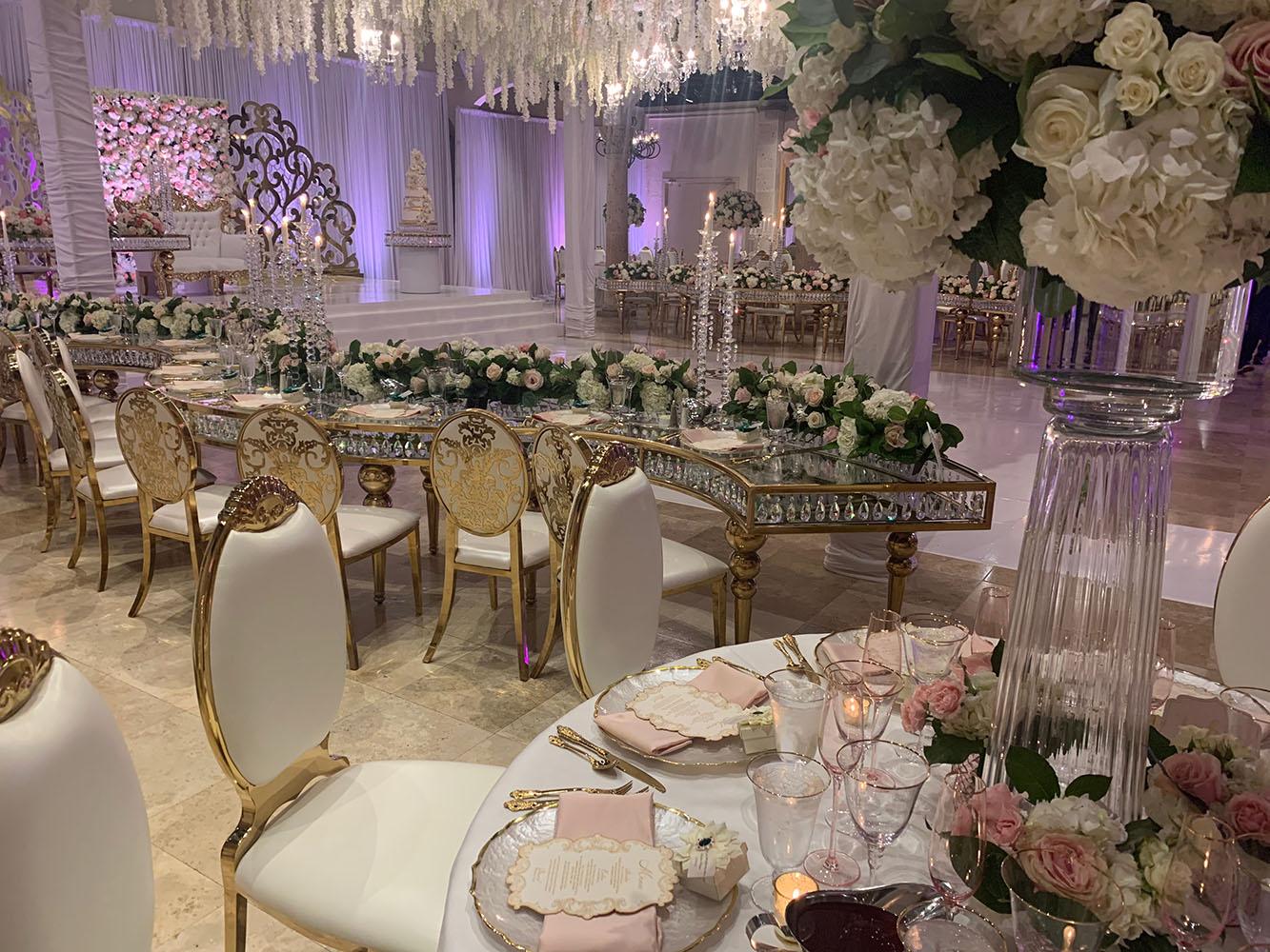 BALQEES & TERRANCE: GOLD & WHITE WEDDING WITH GORGEOUS FLORAL CEILING DECOR AT BELL TOWER ON 34TH