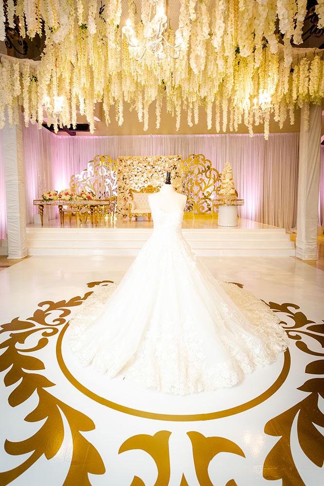 BALQEES & TERRANCE: GOLD & WHITE WEDDING WITH GORGEOUS FLORAL CEILING DECOR AT BELL TOWER ON 34TH