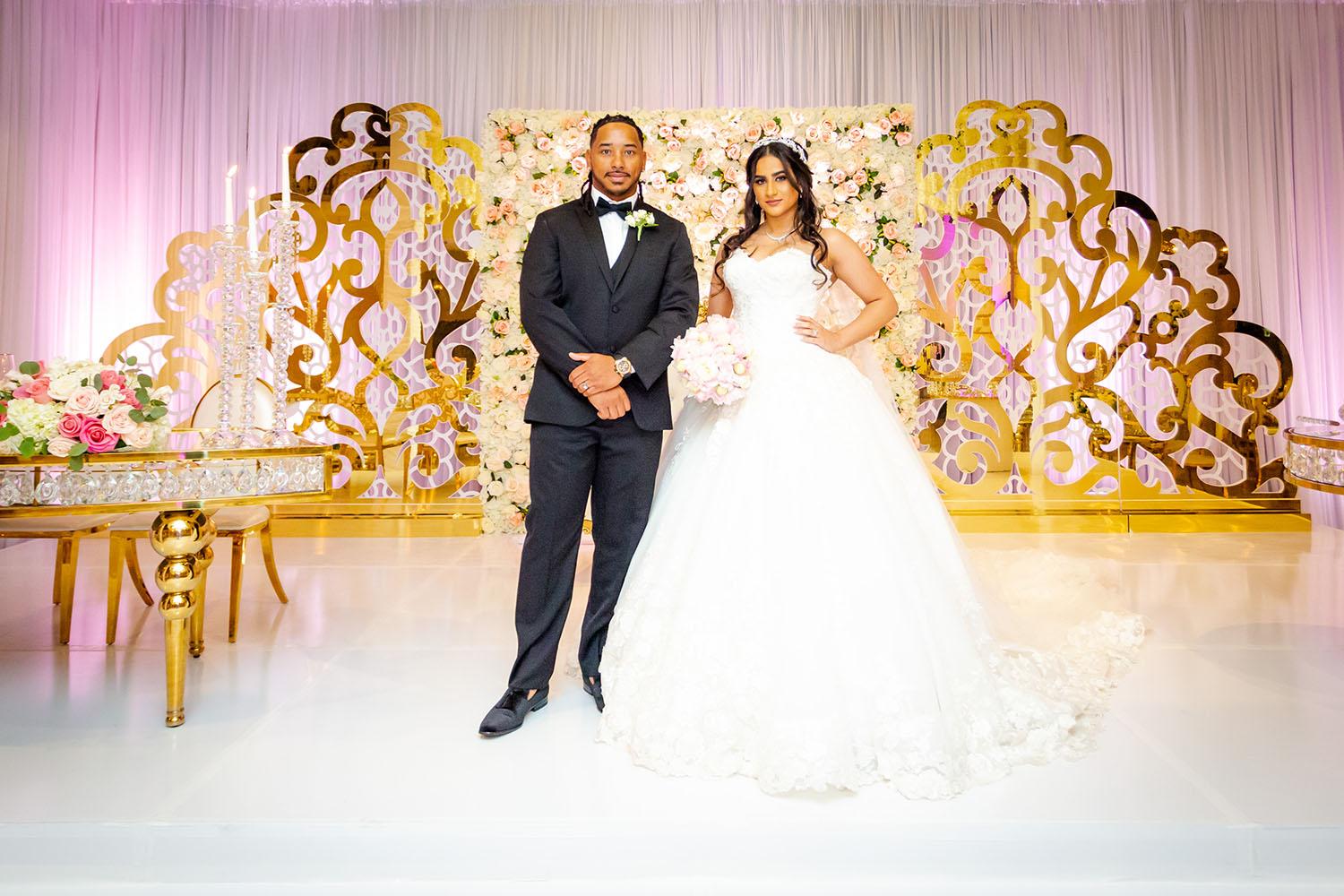 BALQEES & TERRANCE: GOLD & WHITE WEDDING WITH GORGEOUS FLORAL CEILING DECOR AT BELL TOWER ON 34TH