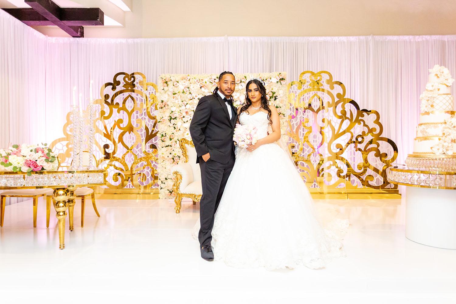 BALQEES & TERRANCE: GOLD & WHITE WEDDING WITH GORGEOUS FLORAL CEILING DECOR AT BELL TOWER ON 34TH