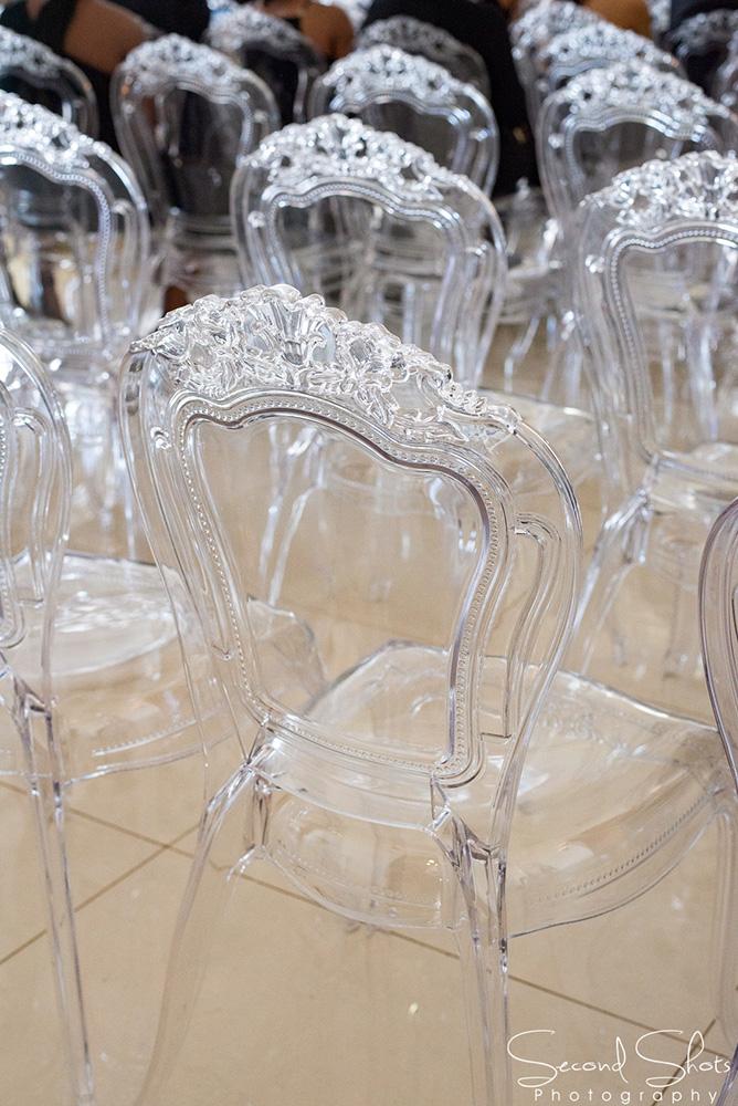 white and gold wedding decor - royal luxury events - rentals - flowers - ghost chairs - fancy chairs