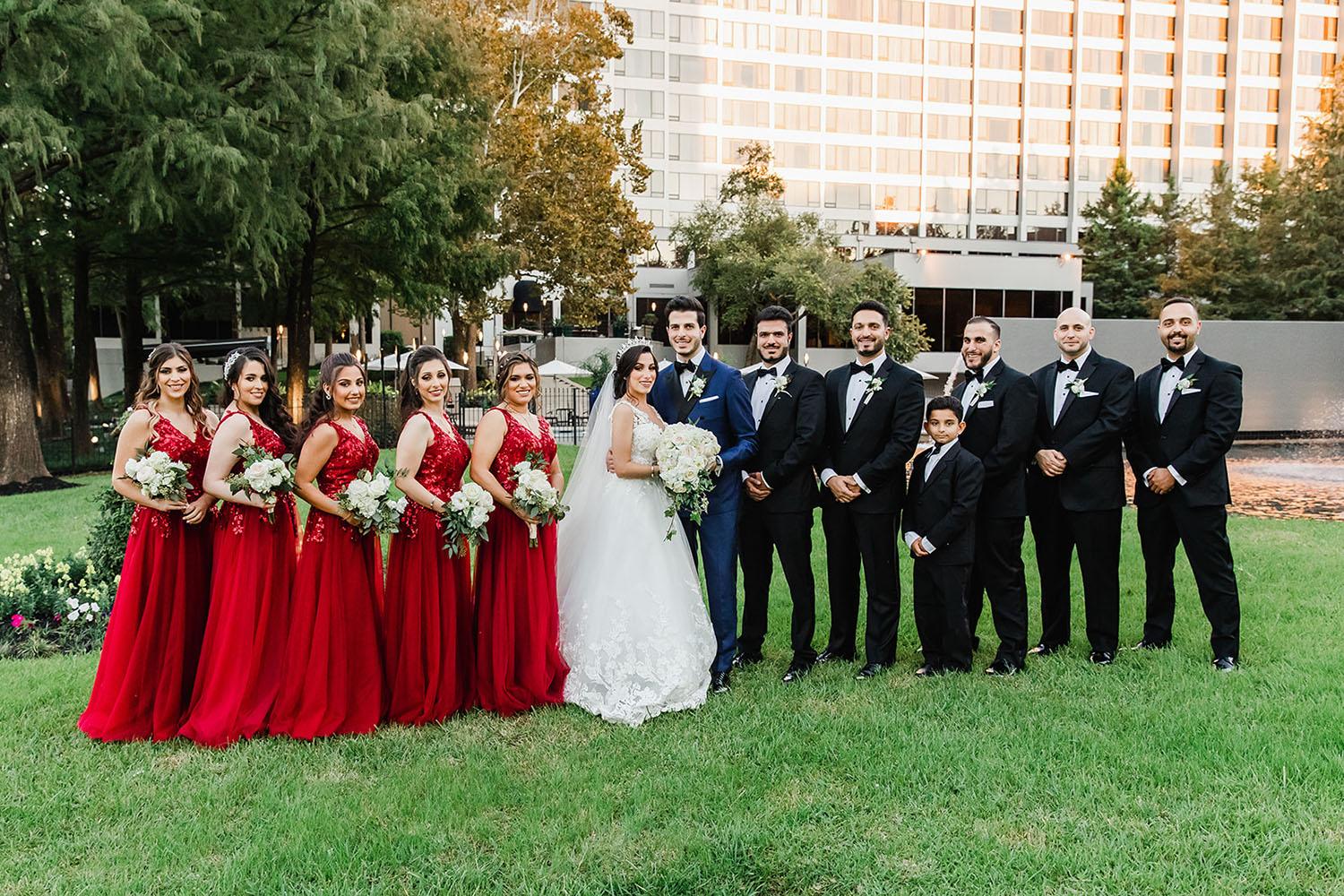 wedding ceremony decor - babys breath - houston church wedding - wedding party - red