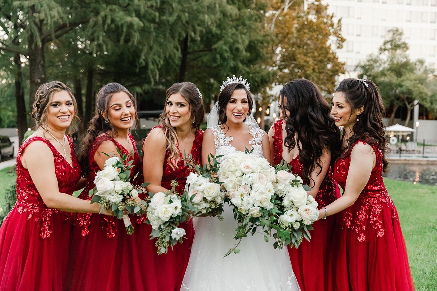 wedding ceremony decor - babys breath - houston church wedding - wedding party - red