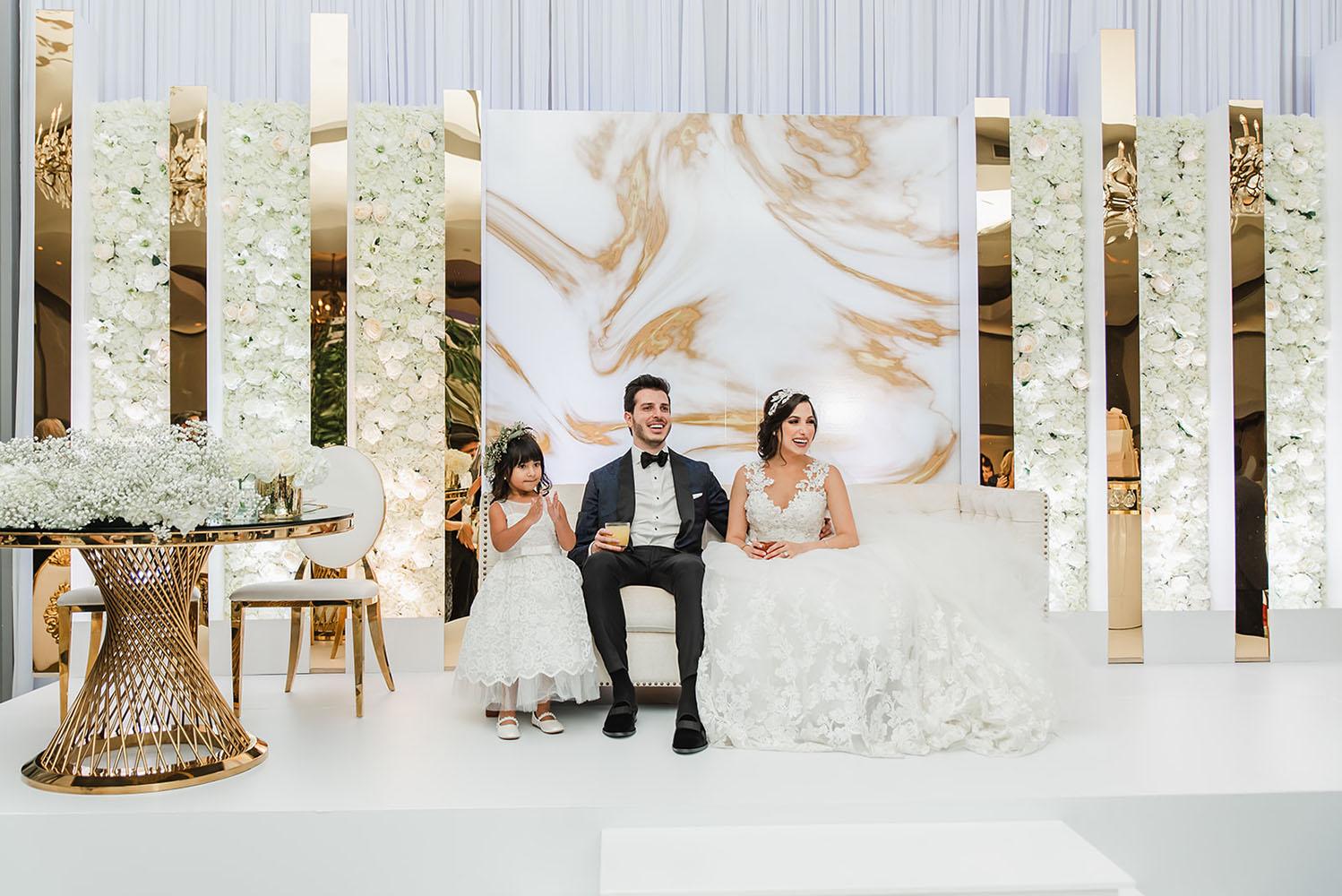 Wisteria, Baby's Breath, reception decor, omni houston, wedding decor, florist in houston, gold round table, mirror seating chart