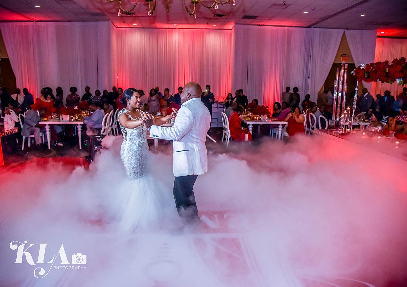 red wedding - luxury - crystal table - white chairs - ghost chairs - rentals in houston - royal luxury