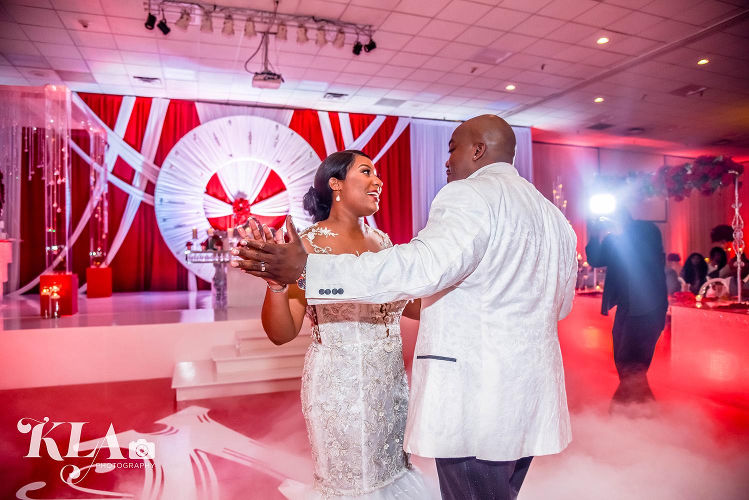 red wedding - luxury - crystal table - white chairs - ghost chairs - rentals in houston - royal luxury