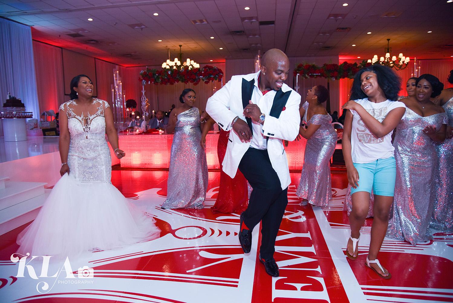 red wedding - luxury - crystal table - white chairs - ghost chairs - rentals in houston - royal luxury