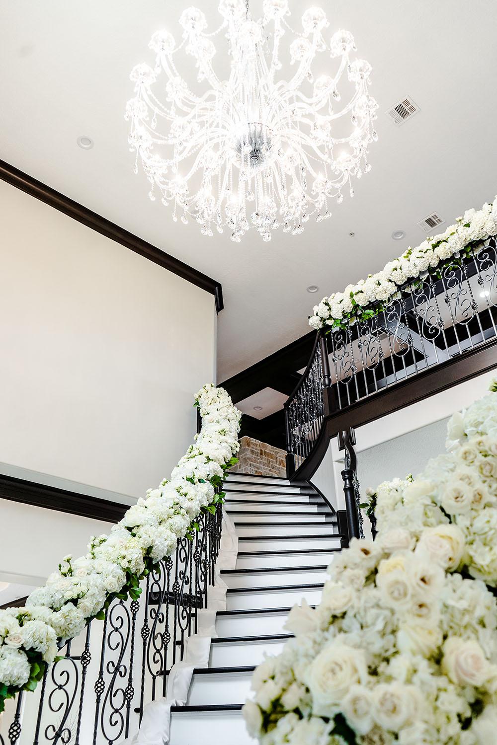 floral staircase runner - palm royal villa - royal luxury events