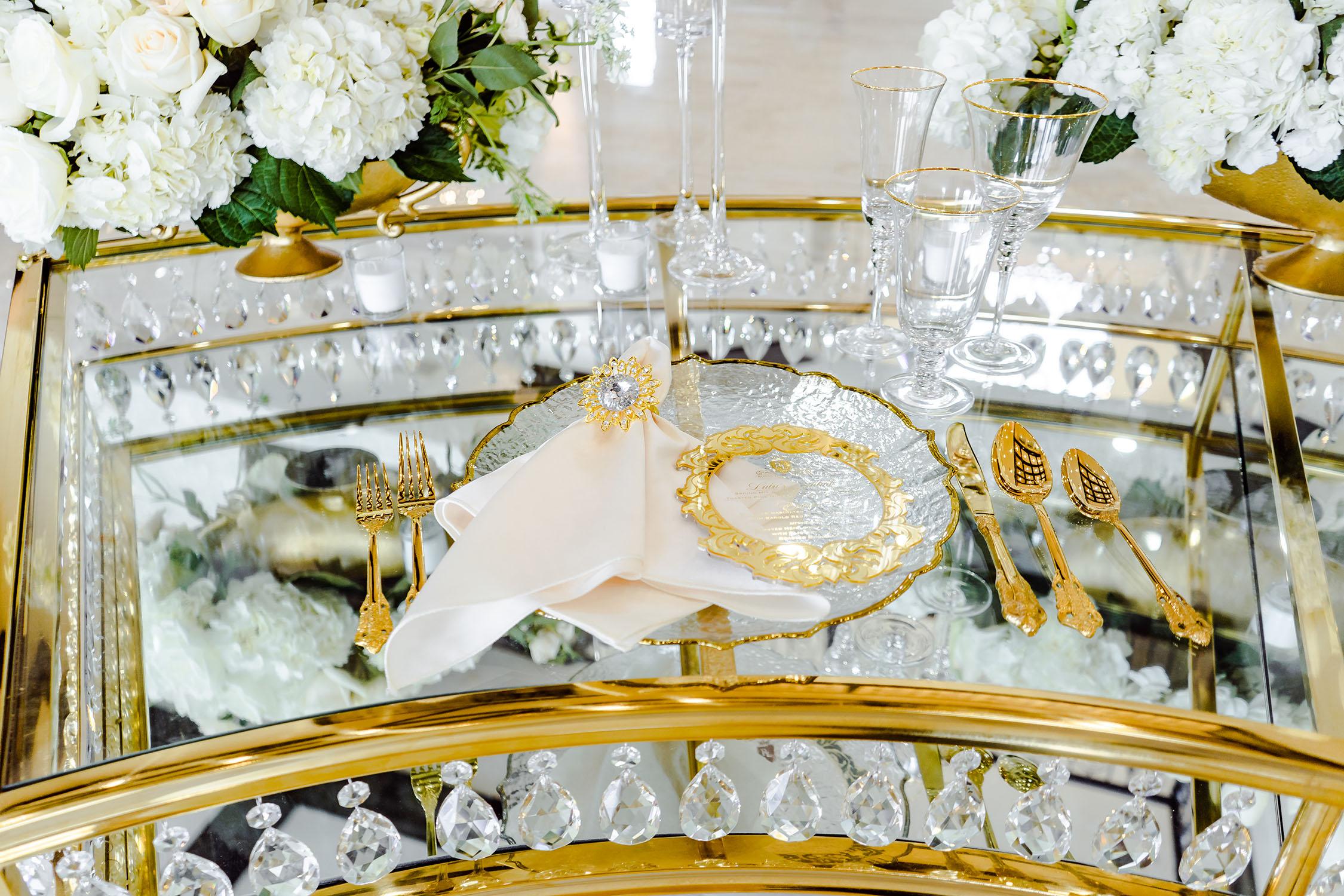 elegant and luxurious decor for Palm Royal Villa’s Grand Opening Open House in Katy, Texas. We showcased a variety of wedding decor ideas including our luxury chairs, crystal tables, elegant charger plates, tableware
