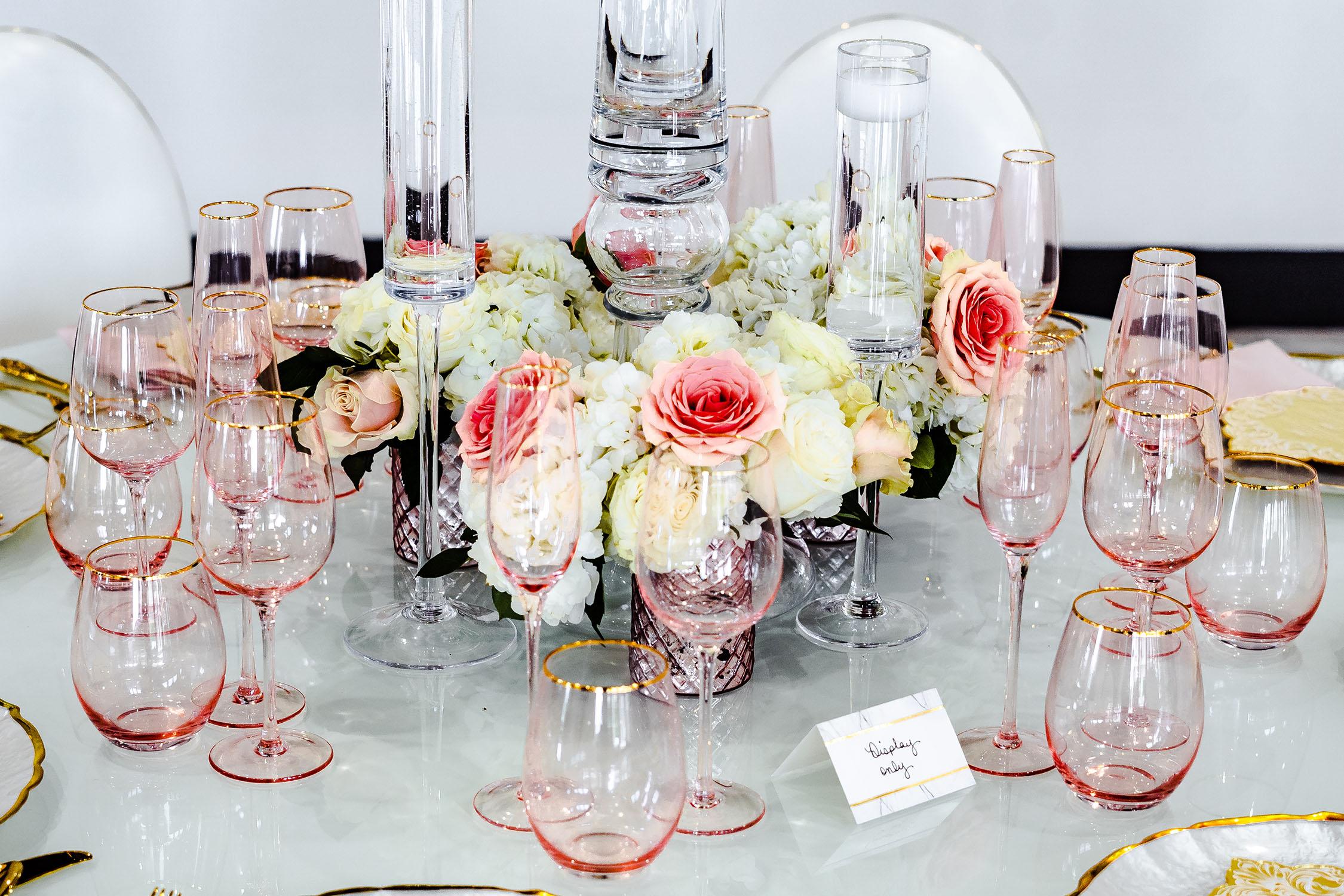 elegant and luxurious decor for Palm Royal Villa’s Grand Opening Open House in Katy, Texas. We showcased a variety of wedding decor ideas including our luxury chairs, crystal tables, elegant charger plates, tableware