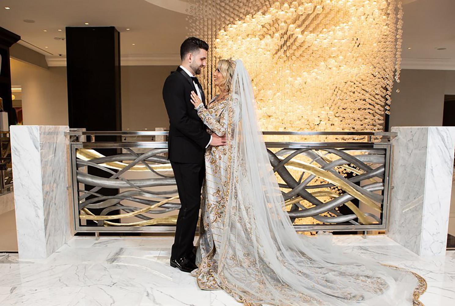 View this luxurious engagement party decor at The Post Oak Hotel at Uptown Houston. Featuring gold chairs, charger plates, & sweetheart table.