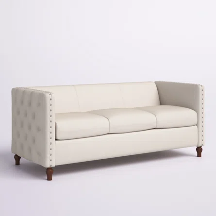 6-Foot Beige Lounge Sofa with Tufted Design