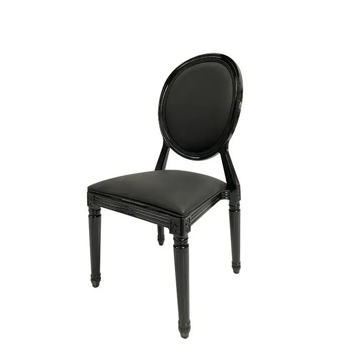Black King Louis XVI Dining Chair with Solid Back Cushion