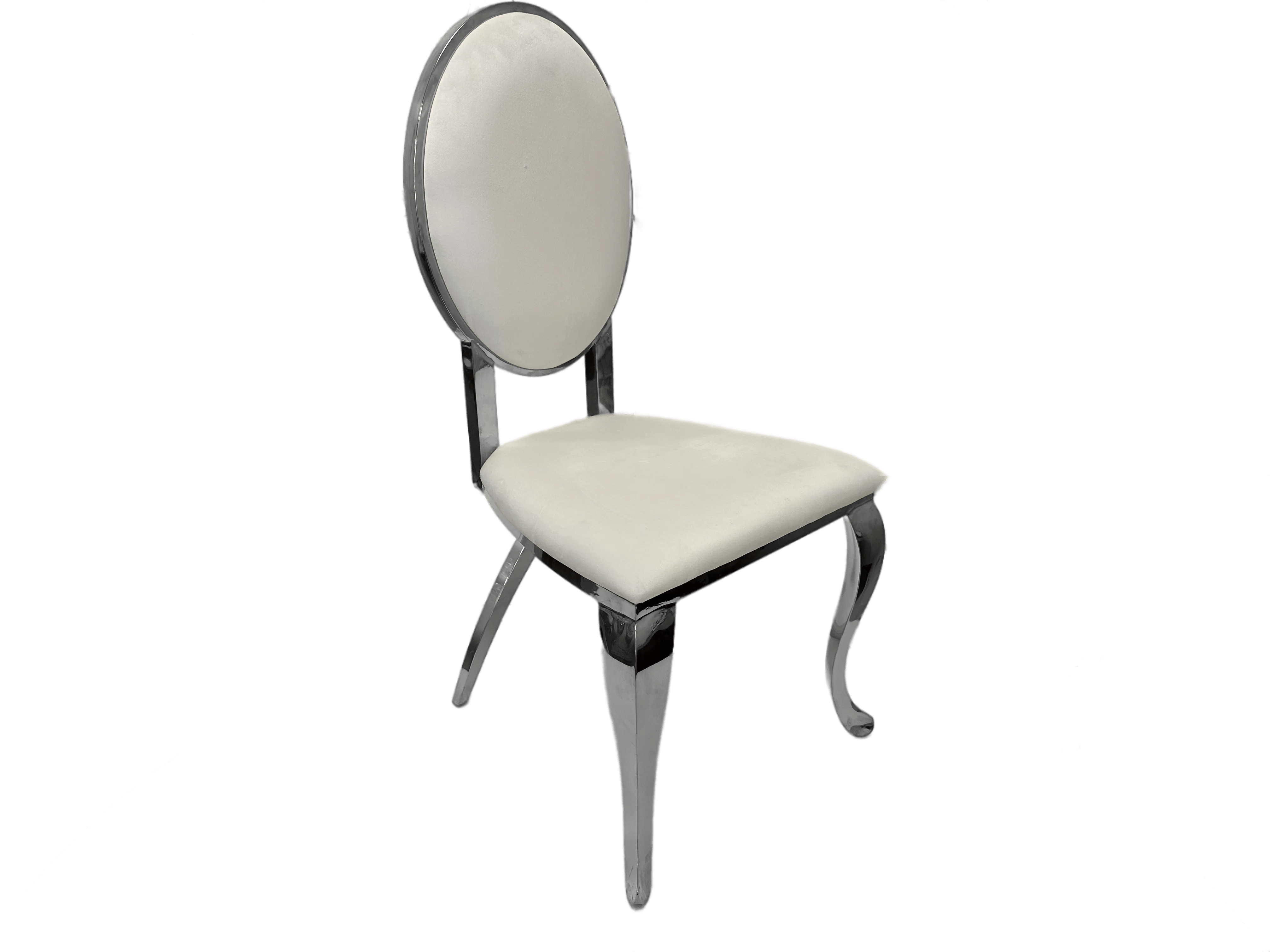 Cross Leg Silver Chair with White Velvet Cushion