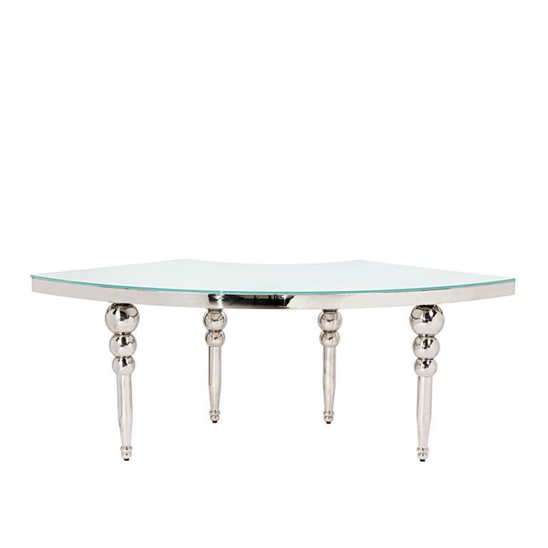Silver Serpentine Table - Silver Bubble Legs and Frame with Mirror Glass or White Glossy Top
