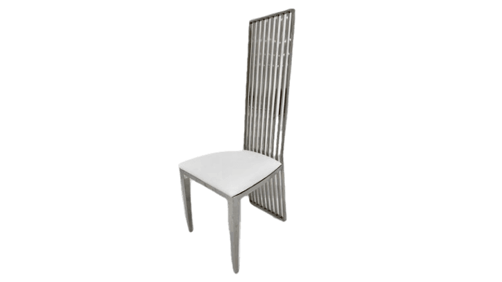 Silver Ribcage High-back Chair with White Cushion