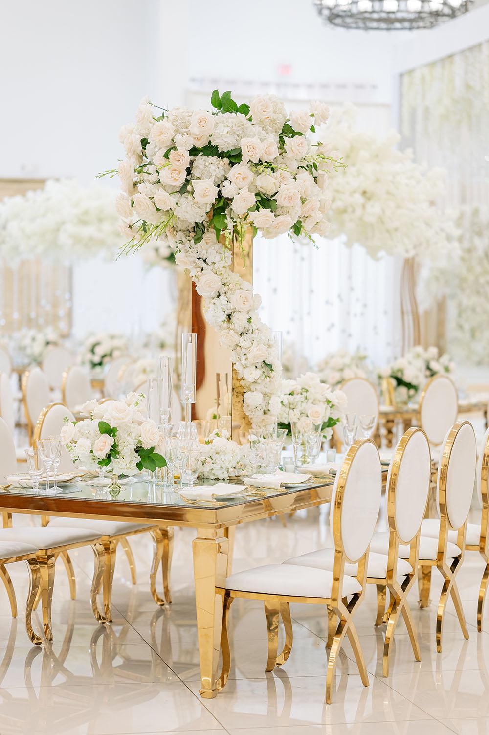 Desiree & Tavierre: White & Gold Wedding with Ceiling Decor at The Citadel Houston