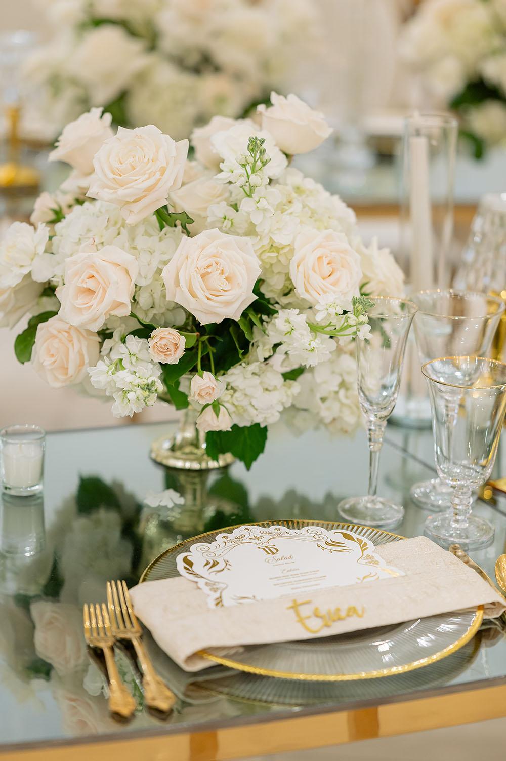 Desiree & Tavierre: White & Gold Wedding with Ceiling Decor at The Citadel Houston