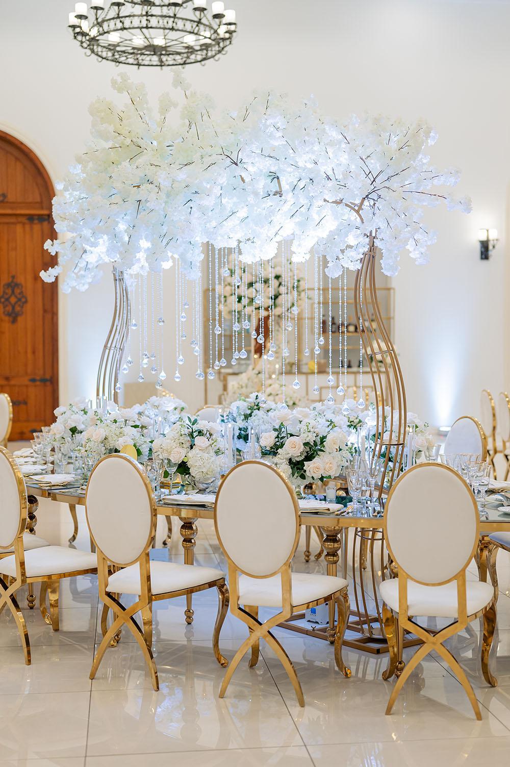 Desiree & Tavierre: White & Gold Wedding with Ceiling Decor at The Citadel Houston