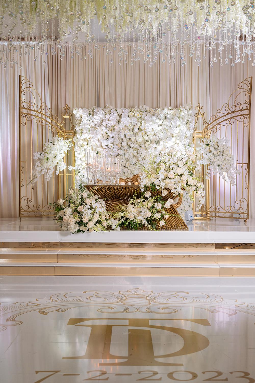 Desiree & Tavierre: White & Gold Wedding with Ceiling Decor at The Citadel Houston