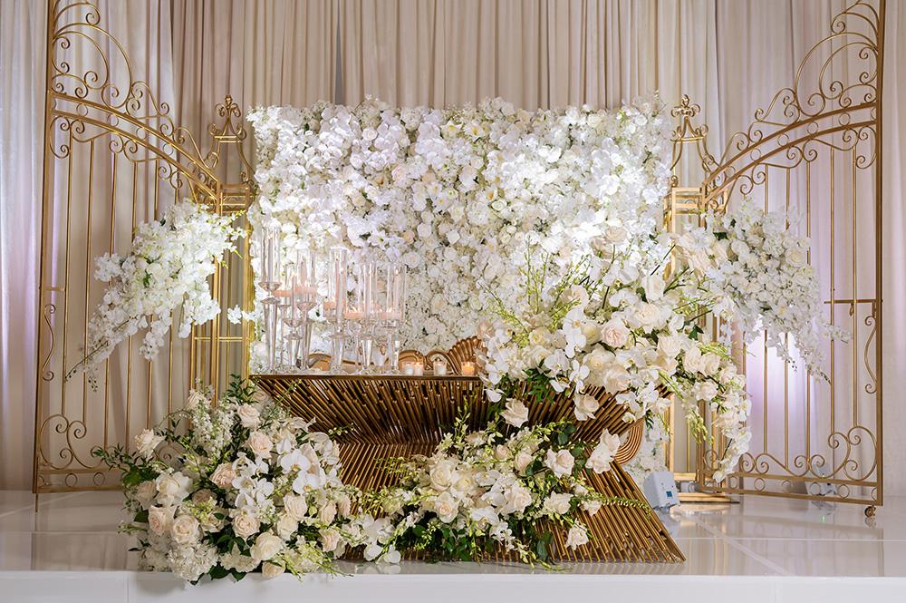 Desiree & Tavierre: White & Gold Wedding with Ceiling Decor at The Citadel Houston