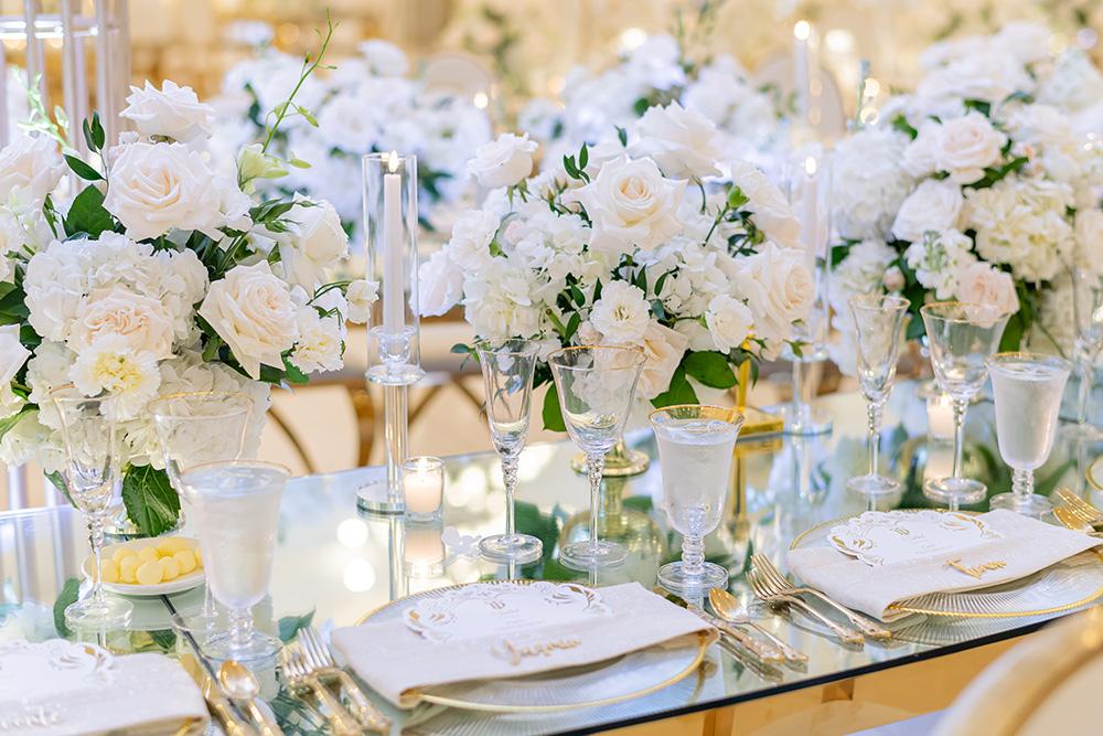 Desiree & Tavierre: White & Gold Wedding with Ceiling Decor at The Citadel Houston