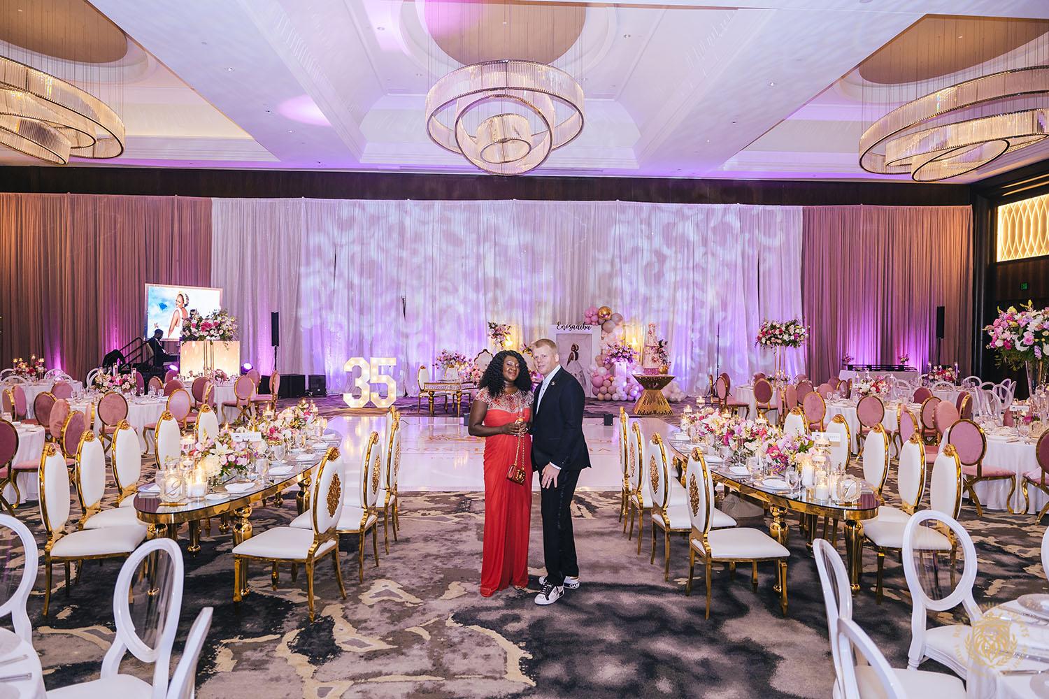 white chair rentals - luxury birthday event design - royal luxury events - houston