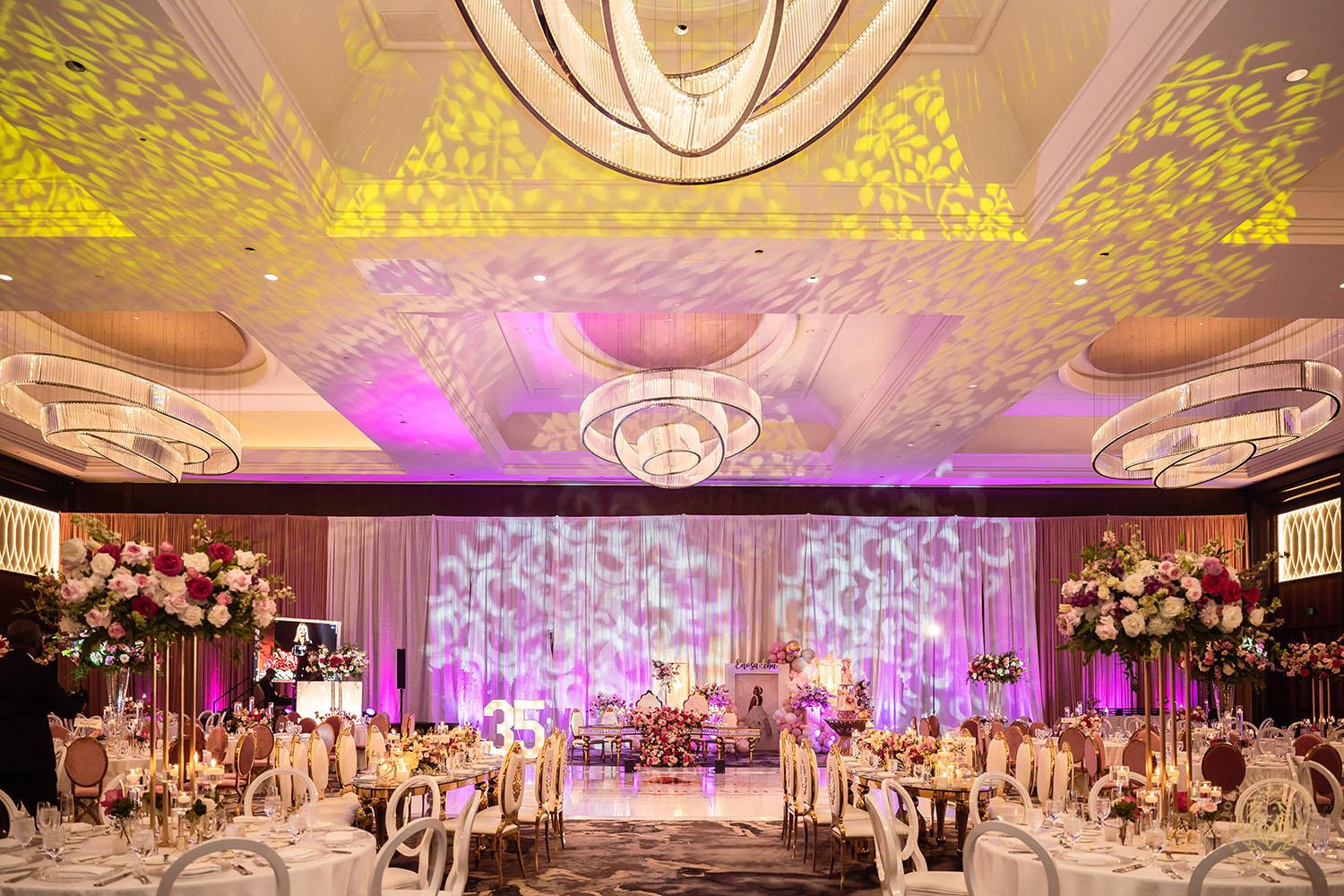 tall pink floral centerpieces - florist in houston, texas - post oak hotel - houston event designer - houston florist