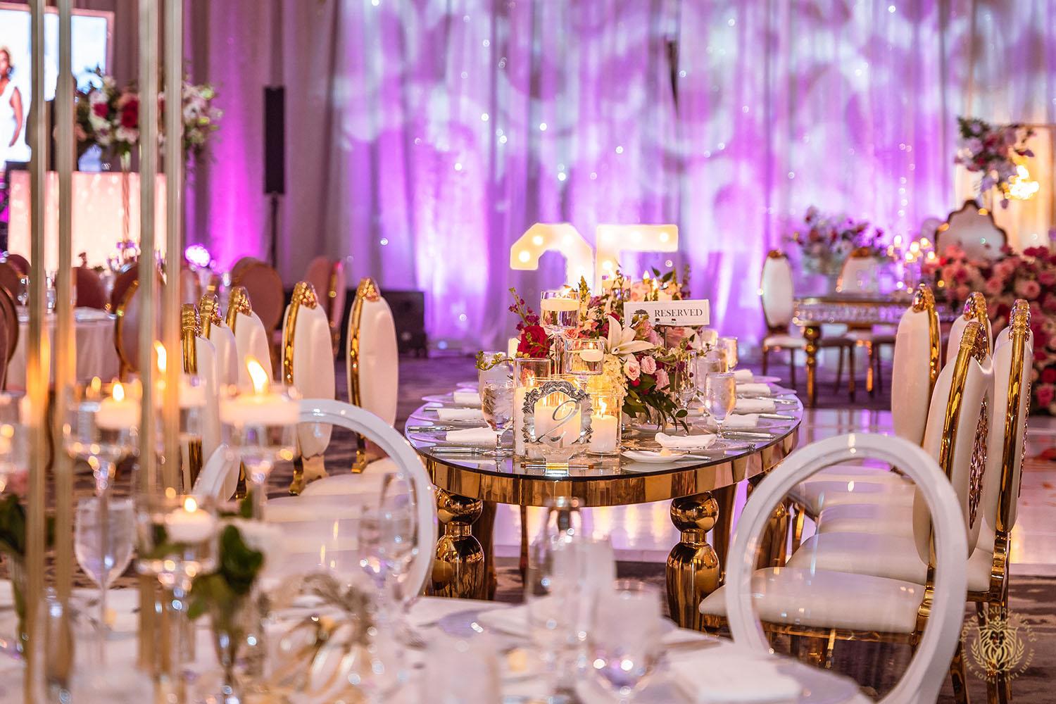 long oval mirrored gold table rental - white and gold chair rentals