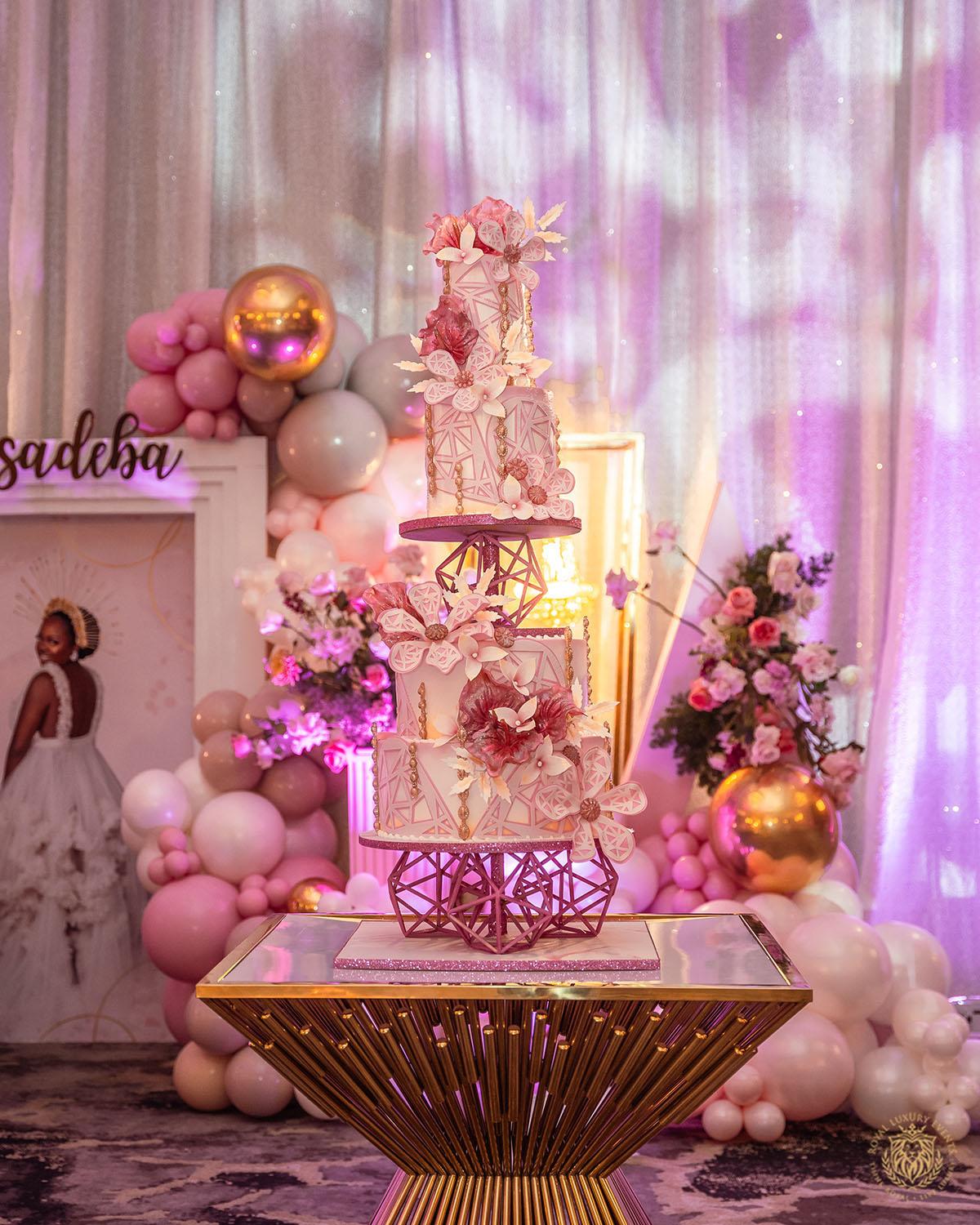 cake table - gold square table rental