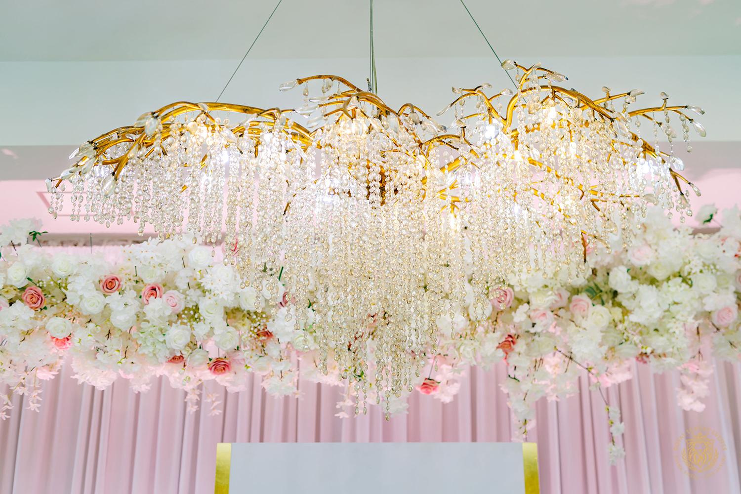 floral chandelier - wedding reception decor