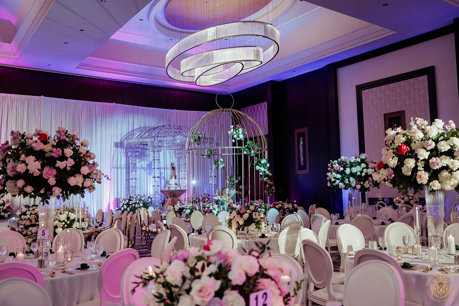 floral designer in houston - ivory flowers - pink flowers - tall floral centerpieces - low floral centerpieces - wedding centerpeices
