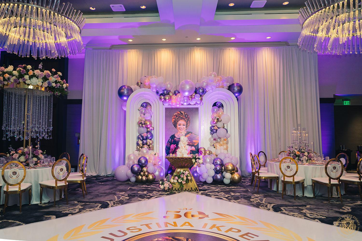 gold cake table - cake table display - backdrop draping - upscale birthday decor - post oak hotel - luxury table rentals