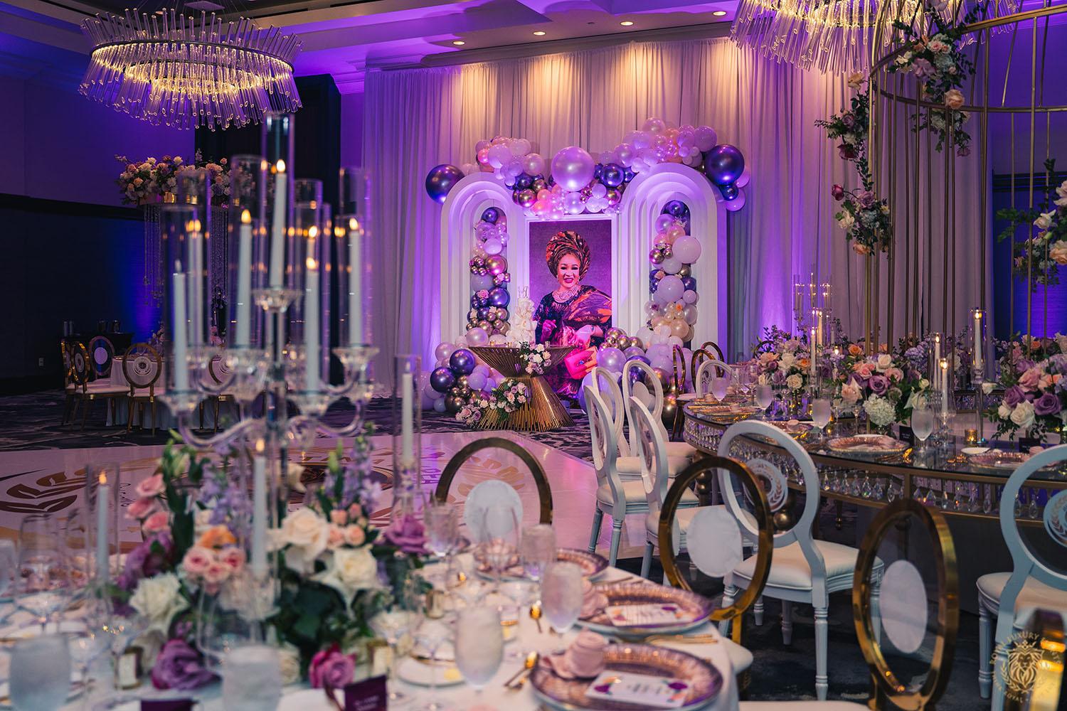 gold chair rentals - gold cake table - cake table display - backdrop draping - upscale birthday decor - post oak hotel