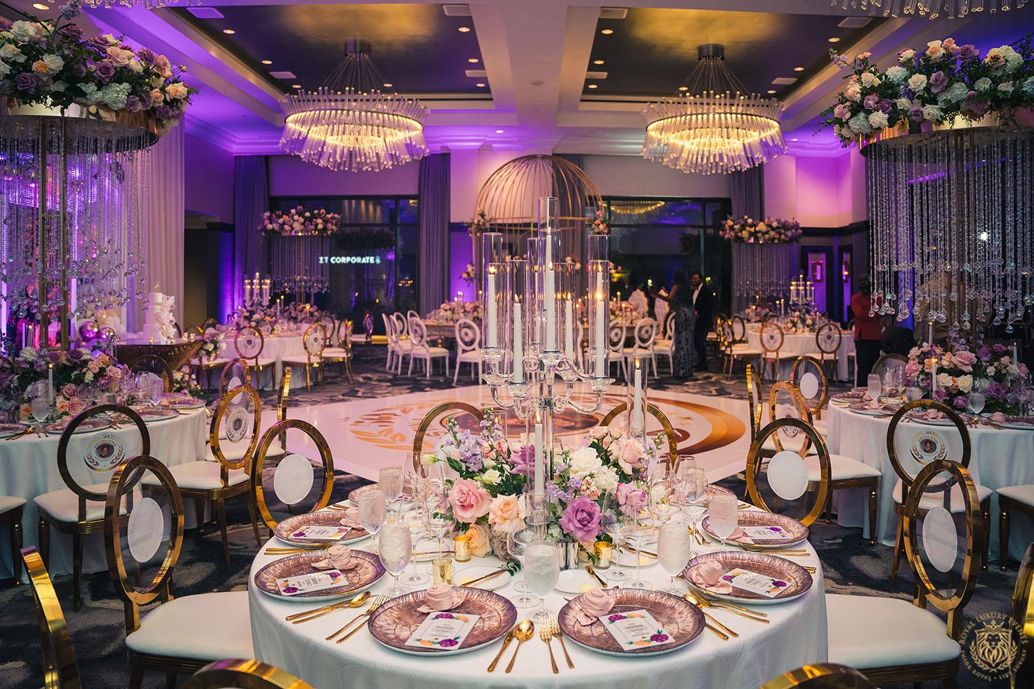 Upscale 50th Birthday Celebration With Purple, White, & Gold Decor At The Post Oak Hotel In Uptown Houston