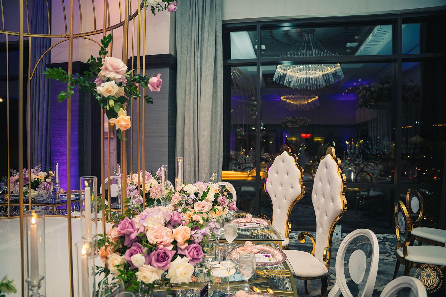 gold and white chair rentals - upscale birthday decor - luxury houston events - houston floral designer